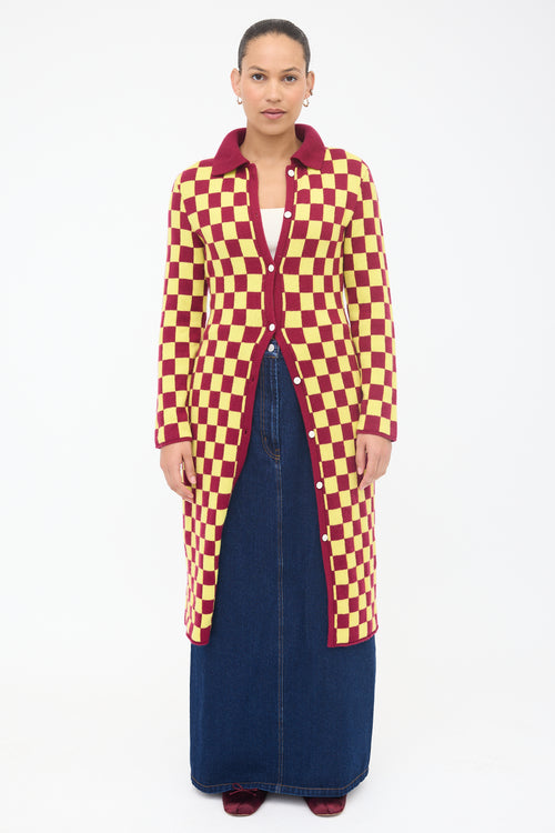 The Elder Statesman Wool Checkered Sweater Dress