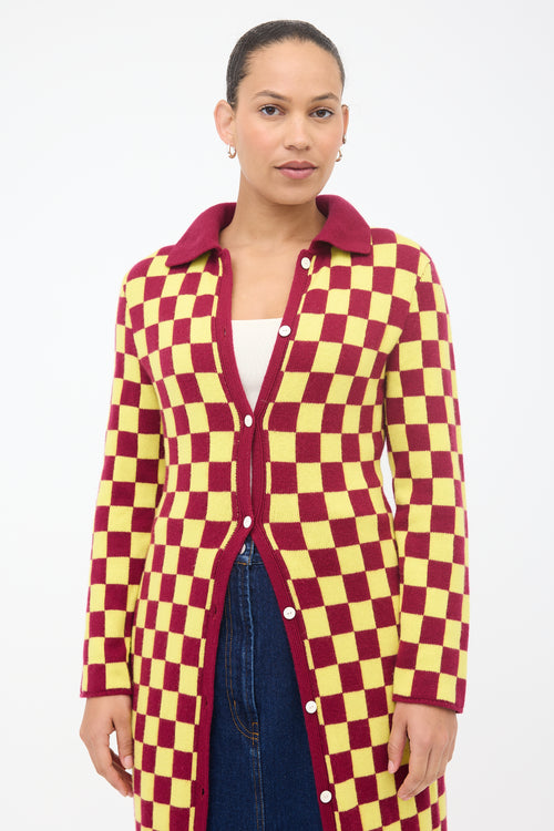 The Elder Statesman Wool Checkered Sweater Dress