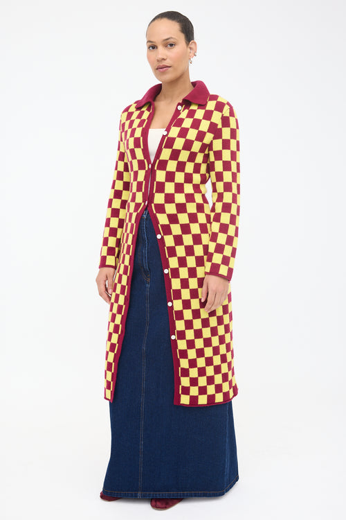 The Elder Statesman Wool Checkered Sweater Dress