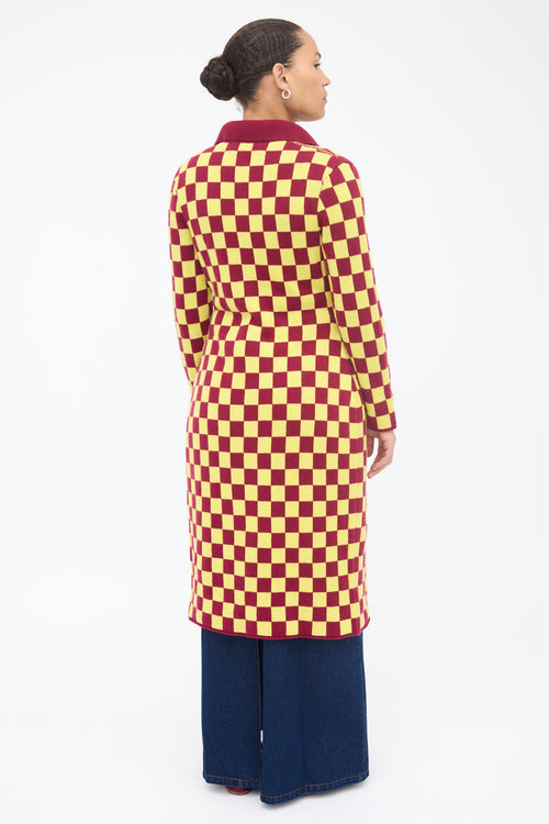 The Elder Statesman Wool Checkered Sweater Dress