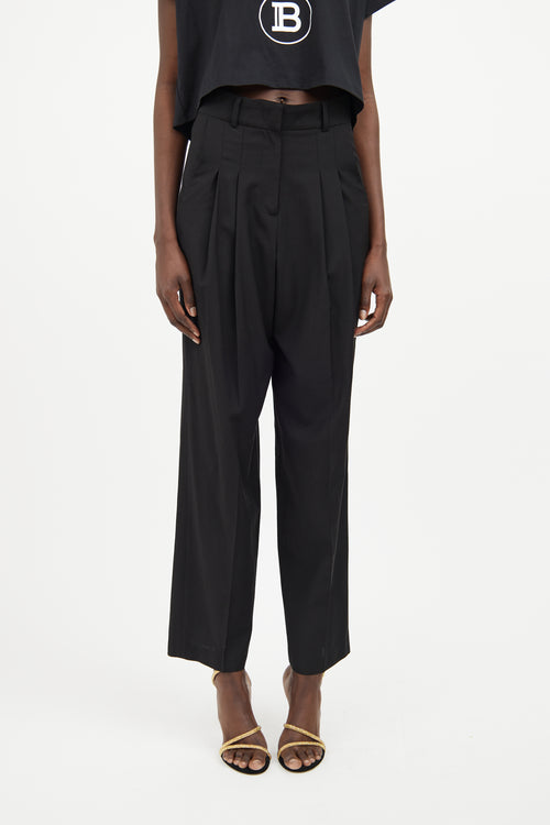 The Frankie Shop Black Pleated Trouser Pant