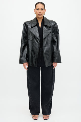 The Frankie Shop Embossed Faux Leather Jackie Coat