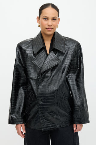 The Frankie Shop Embossed Faux Leather Jackie Coat