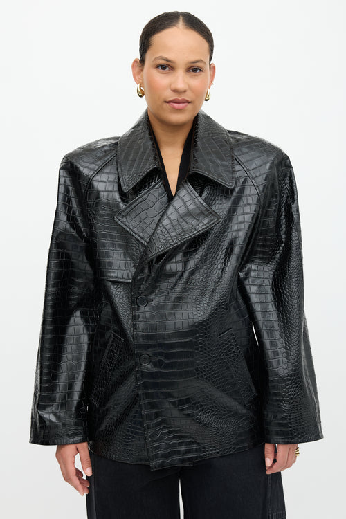 The Frankie Shop Embossed Faux Leather Jackie Coat