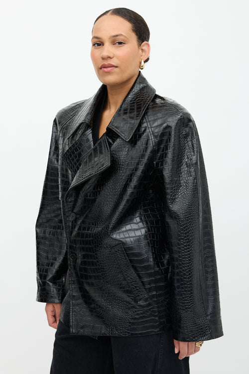 The Frankie Shop Embossed Faux Leather Jackie Coat