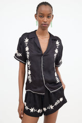 The Great. Satin Floral Embroidered Blouse