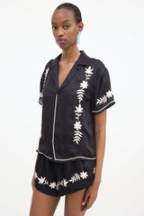 The Great. Satin Floral Embroidered Blouse