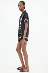 The Great. Satin Floral Embroidered Blouse