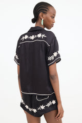 The Great. Satin Floral Embroidered Blouse