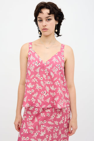The Great. Silk Floral Camisole