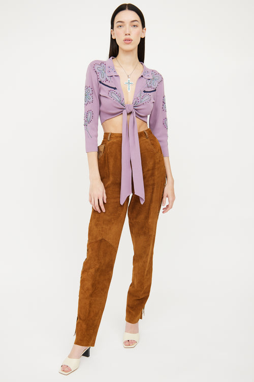 VSP Archive Brown Suede Lace-Up Pant