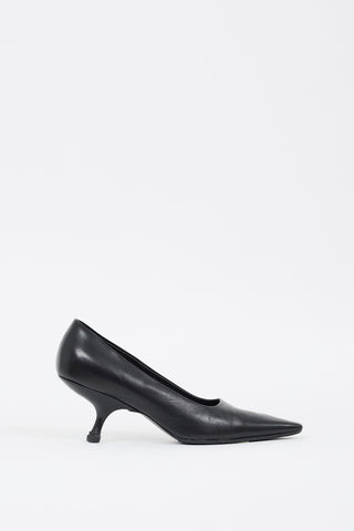 The Row Black Leather Pointed Pump