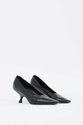 The Row Black Leather Pointed Pump