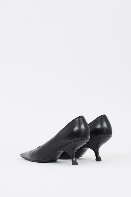 The Row Black Leather Pointed Pump