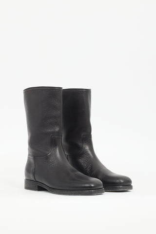 The Row Black Leather Ranger Boot