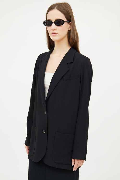 The Row Black Oversized Long Sleeve Blazer