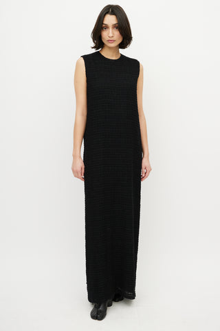 The Row Black Textured Knit Sleeveless Dress