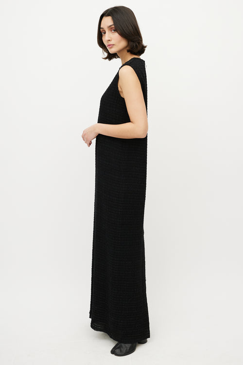 The Row Black Textured Knit Sleeveless Dress