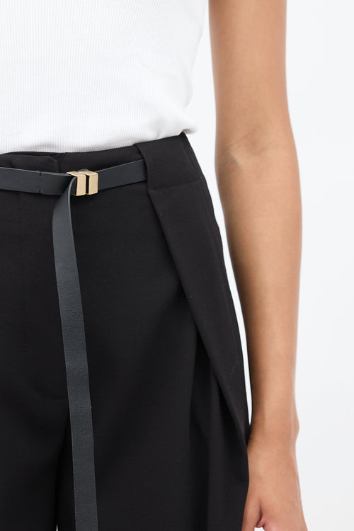 The Row Black Wide Leg Belted Trouser