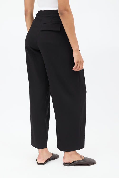 The Row Black Wide Leg Belted Trouser