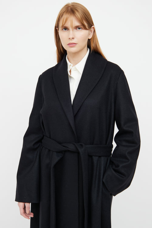 The Row Black Wool Wrap Coat