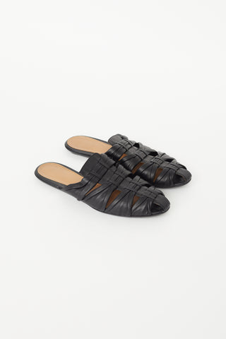The Row Black Leather Capri Knotted Mule