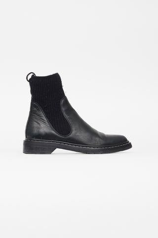 The Row Black Leather Chelsea Sock Boot