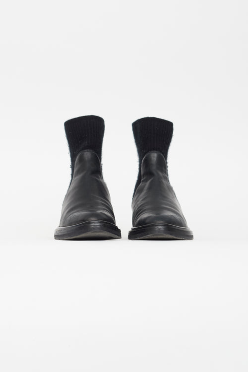 The Row Black Leather Chelsea Sock Boot