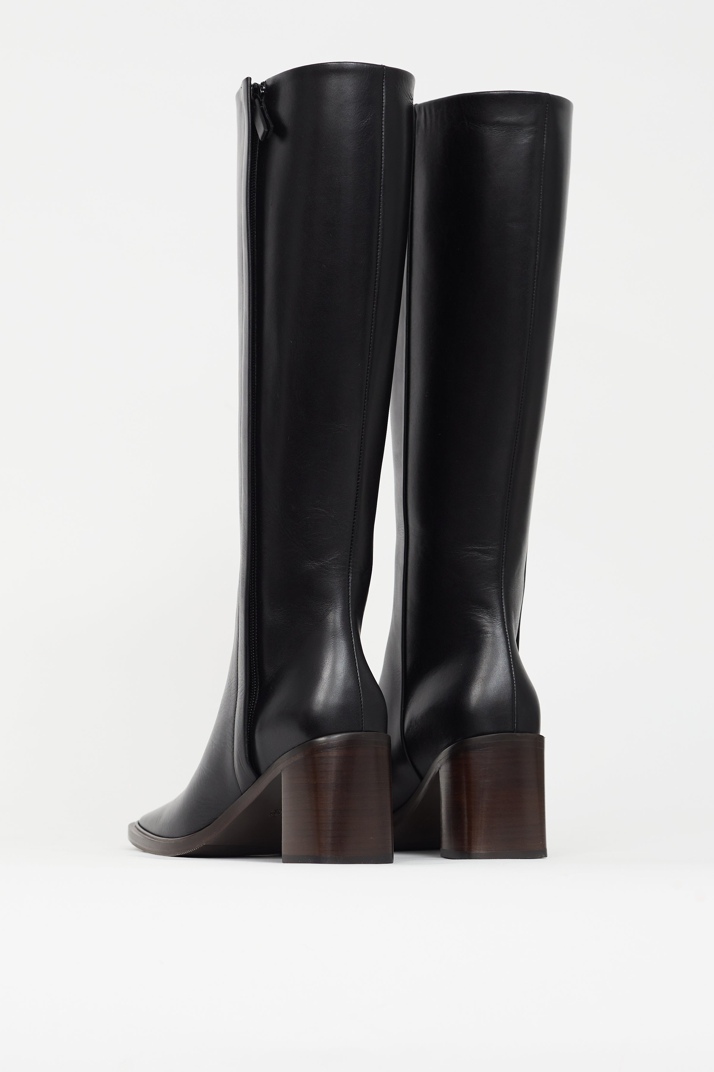 The Row // Black Leather Patch Knee High Boot – VSP Consignment
