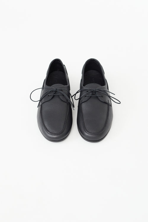 The Row Black Leather Sailor Loafer