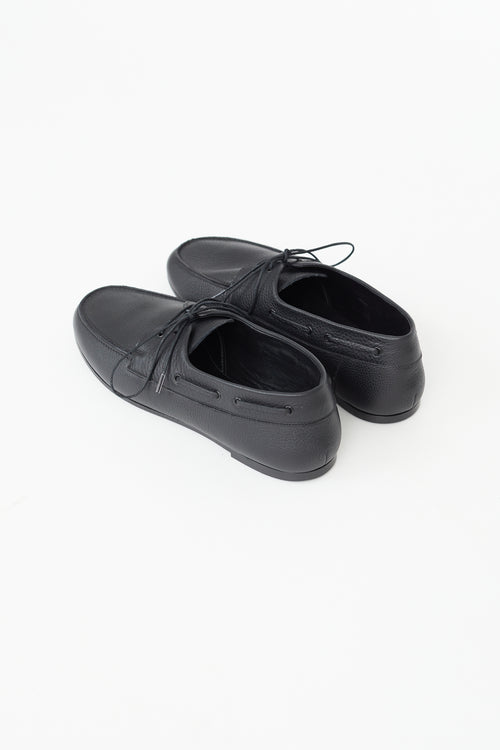 The Row Black Leather Sailor Loafer