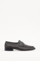 The Row Black Leather Soft Loafer