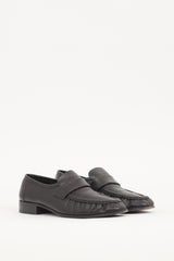 The Row Black Leather Soft Loafer