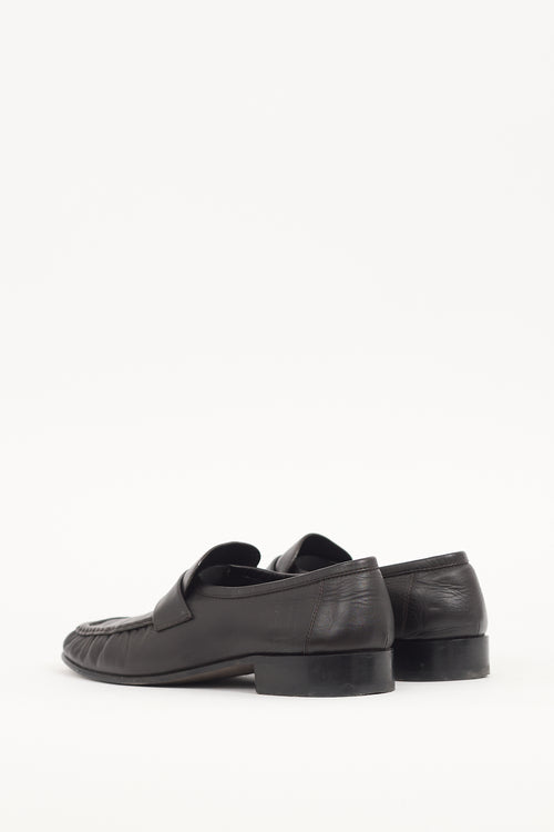 The Row Black Leather Soft Loafer