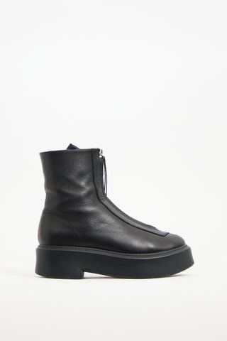 The Row Black Leather Zip Platform Boot