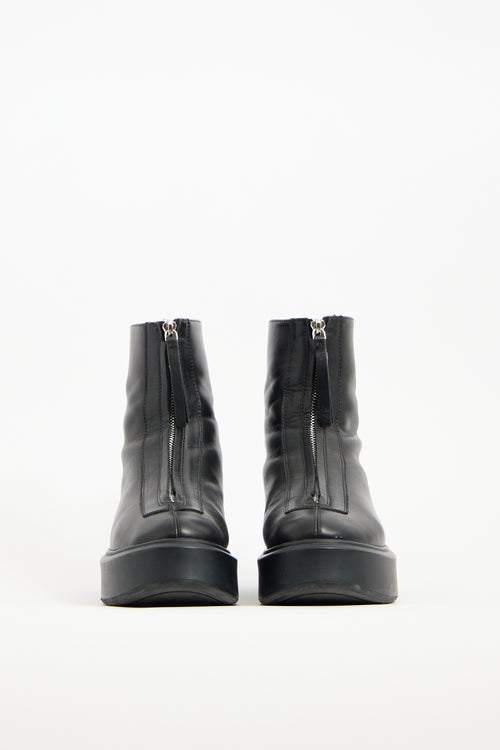 The Row Black Leather Zip Platform Boot