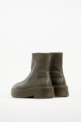 The Row Green Leather Zip Platform Boot