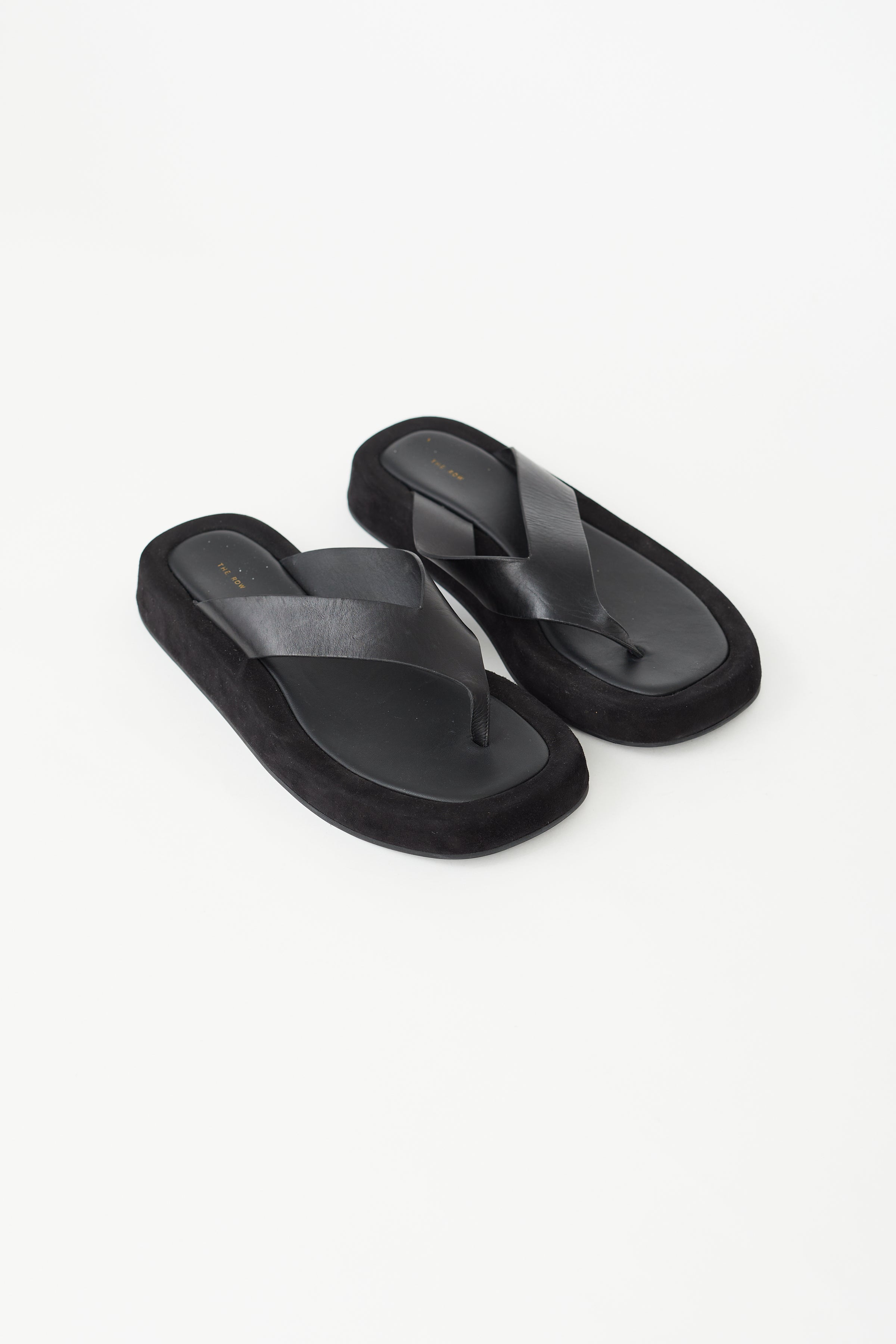 The Row // Black Leather & Suede Ginza Sandal – VSP Consignment