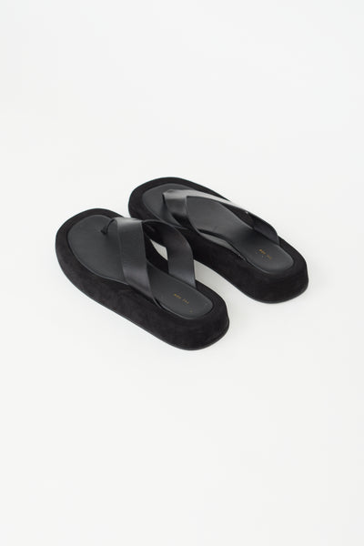 The Row // Black Leather & Suede Ginza Sandal – VSP Consignment