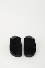 The Row Black Textured Hair & Leather Mule