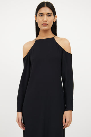 Black Cold Shoulder Long Sleeve Dress