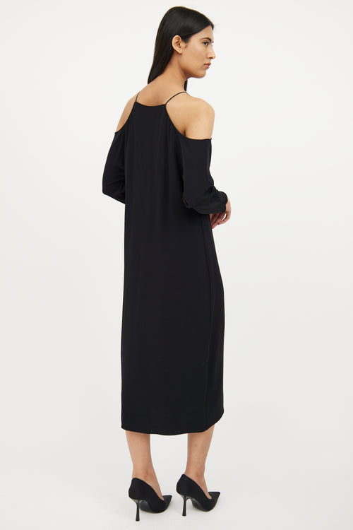 Black Cold Shoulder Long Sleeve Dress