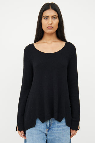 The Row Black Cashmere Knit Scoop Neck Sweater