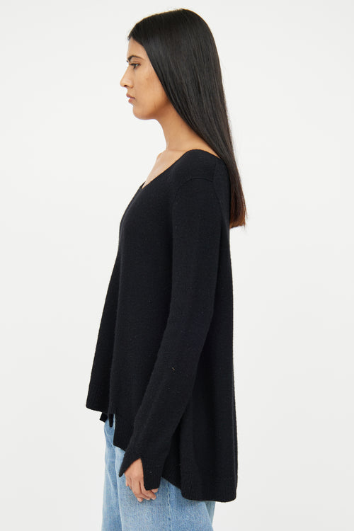 The Row Black Cashmere Knit Scoop Neck Sweater