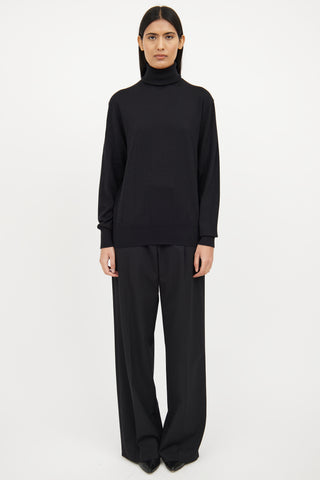 Black Wool Cashmere Long Sleeve Sweater