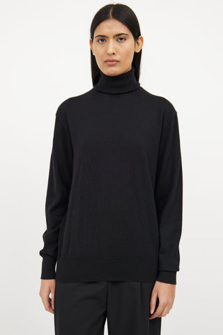 Black Wool Cashmere Long Sleeve Sweater