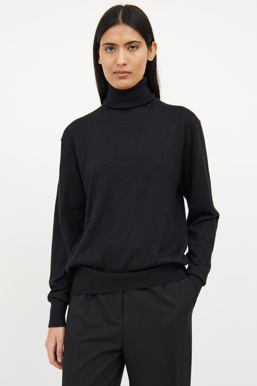 Black Wool Cashmere Long Sleeve Sweater