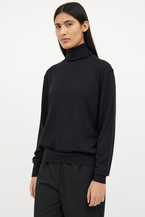 Black Wool Cashmere Long Sleeve Sweater