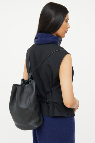 The Row Black Leather Joe Backpack