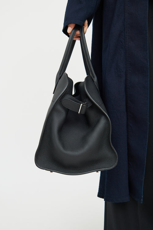 The Row Black Leather Soft Margaux 15 Tote